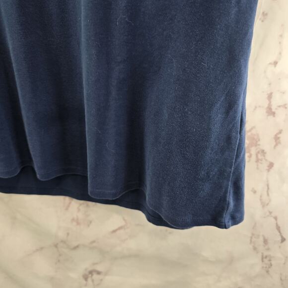 J Jill Shirt Womens Small Petite Tank Top Navy Pima Back Pleat Scoop Neck Tee T - Picture 4 of 8